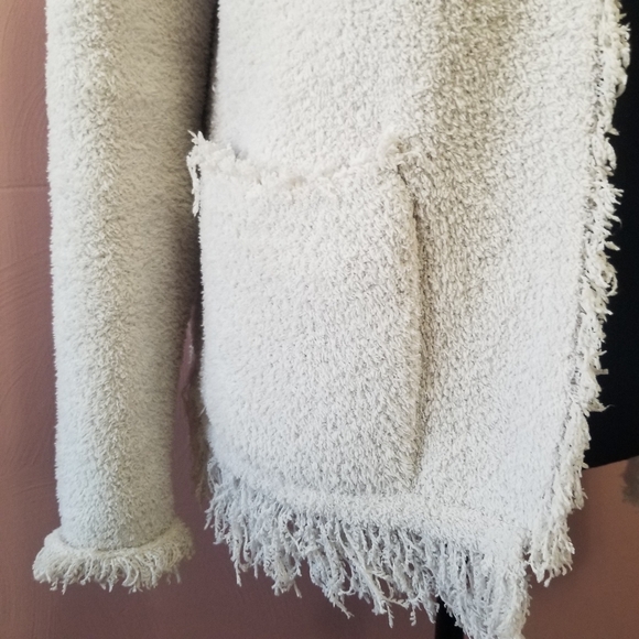 BAREFOOT DREAMS COZYCHIC Open Front Frayed Edges Ivory Cardigan Small - Picture 3 of 6